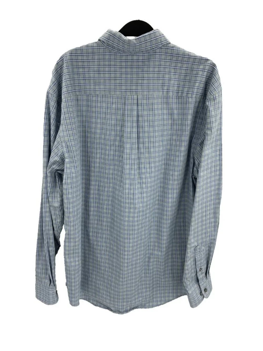 Van Heusen Mens Button Down Shirt Blue Plaid Cotton Dress Shirt L 16 16.5 - Picture 4 of 6